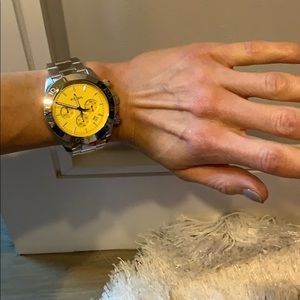 yellow fossil watch
